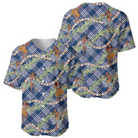 Navy Blue Palaka Hula Girls Seamless Hawaii Aloha Baseball Jersey LT7 - Polynesian Pride