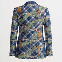 Navy Blue Palaka Hula Girls Seamless Hawaii Aloha Blazer - Polynesian Pride
