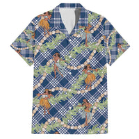 Navy Blue Palaka Hula Girls Seamless Hawaii Aloha Family Matching Tank Maxi Dress and Hawaiian Shirt LT7 Dad's Shirt - Short Sleeve Navy Blue - Polynesian Pride