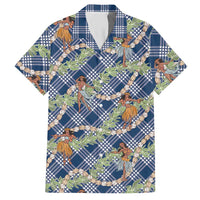 Navy Blue Palaka Hula Girls Seamless Hawaii Aloha Hawaiian Shirt LT7 Navy Blue - Polynesian Pride
