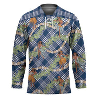 Navy Blue Palaka Hula Girls Seamless Hawaii Aloha Hockey Jersey LT7 Unisex Navy Blue - Polynesian Pride