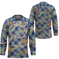 Navy Blue Palaka Hula Girls Seamless Hawaii Aloha Hockey Jersey LT7 - Polynesian Pride