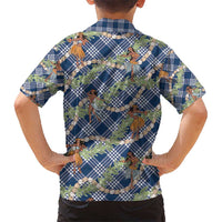 Navy Blue Palaka Hula Girls Seamless Hawaii Aloha Kid Hawaiian Shirt - Polynesian Pride