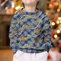 Navy Blue Palaka Hula Girls Seamless Hawaii Aloha Kid Ugly Christmas Sweater - Polynesian Pride