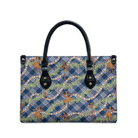 Navy Blue Palaka Hula Girls Seamless Hawaii Aloha Leather Bag - Polynesian Pride