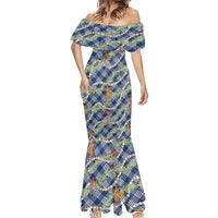 Navy Blue Palaka Hula Girls Seamless Hawaii Aloha Mermaid Dress LT7 - Polynesian Pride