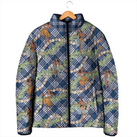 Navy Blue Palaka Hula Girls Seamless Hawaii Aloha Padded Jacket - Polynesian Pride