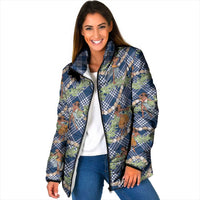 Navy Blue Palaka Hula Girls Seamless Hawaii Aloha Padded Jacket - Polynesian Pride