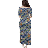 Navy Blue Palaka Hula Girls Seamless Hawaii Aloha Puletasi LT7 - Polynesian Pride