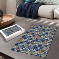 Navy Blue Palaka Hula Girls Seamless Hawaii Aloha Puzzle - Polynesian Pride