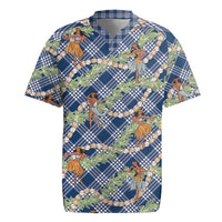 Navy Blue Palaka Hula Girls Seamless Hawaii Aloha Rugby Jersey - Polynesian Pride