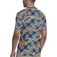Navy Blue Palaka Hula Girls Seamless Hawaii Aloha Rugby Jersey LT7 - Polynesian Pride