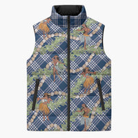 Navy Blue Palaka Hula Girls Seamless Hawaii Aloha Sleeveless Puffer Jacket - Polynesian Pride
