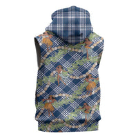 Navy Blue Palaka Hula Girls Seamless Hawaii Aloha Sleeveless Zip Hoodie - Polynesian Pride