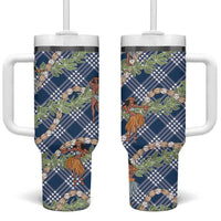 Navy Blue Palaka Hula Girls Seamless Hawaii Aloha Tumbler With Handle - Polynesian Pride
