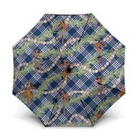 Navy Blue Palaka Hula Girls Seamless Hawaii Aloha Umbrella - Polynesian Pride