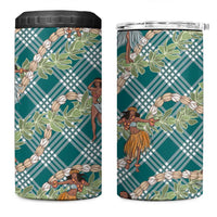 Teal Palaka Hula Girls Seamless Hawaii Aloha 4 in 1 Can Cooler Tumbler - Polynesian Pride