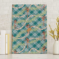 Teal Palaka Hula Girls Seamless Hawaii Aloha Canvas Wall Art - Polynesian Pride
