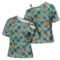 Teal Palaka Hula Girls Seamless Hawaii Aloha Cross Shoulder Shirt LT7 - Polynesian Pride