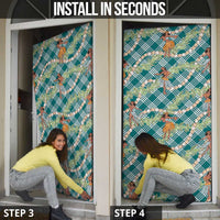 Teal Palaka Hula Girls Seamless Hawaii Aloha Door Cover - Polynesian Pride