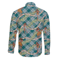 Teal Palaka Hula Girls Seamless Hawaii Aloha Family Matching Short Sleeve Bodycon Dress and Hawaiian Shirt - Polynesian Pride