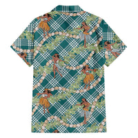 Teal Palaka Hula Girls Seamless Hawaii Aloha Family Matching Tank Maxi Dress and Hawaiian Shirt - Polynesian Pride
