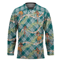 Teal Palaka Hula Girls Seamless Hawaii Aloha Hockey Jersey LT7 Unisex Teal - Polynesian Pride