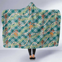 Teal Palaka Hula Girls Seamless Hawaii Aloha Hooded Blanket LT7 One Size Teal - Polynesian Pride