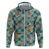 Teal Palaka Hula Girls Seamless Hawaii Aloha Hoodie - Polynesian Pride