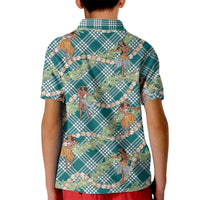 Teal Palaka Hula Girls Seamless Hawaii Aloha Kid Polo Shirt LT7 - Polynesian Pride