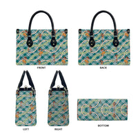 Teal Palaka Hula Girls Seamless Hawaii Aloha Leather Bag - Polynesian Pride
