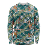 Teal Palaka Hula Girls Seamless Hawaii Aloha Long Sleeve Shirt - Polynesian Pride