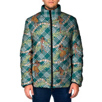 Teal Palaka Hula Girls Seamless Hawaii Aloha Padded Jacket LT7 Men Teal - Polynesian Pride