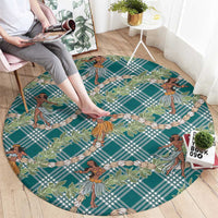 Teal Palaka Hula Girls Seamless Hawaii Aloha Round Carpet LT7 - Polynesian Pride