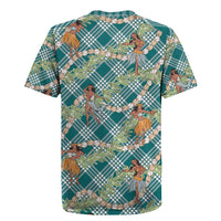 Teal Palaka Hula Girls Seamless Hawaii Aloha Rugby Jersey - Polynesian Pride