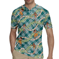 Teal Palaka Hula Girls Seamless Hawaii Aloha Rugby Jersey LT7 - Polynesian Pride