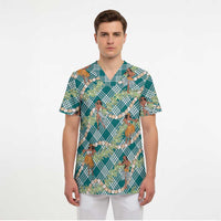 Teal Palaka Hula Girls Seamless Hawaii Aloha Scrub Top LT7 - Polynesian Pride