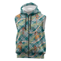 Teal Palaka Hula Girls Seamless Hawaii Aloha Sleeveless Zip Hoodie - Polynesian Pride