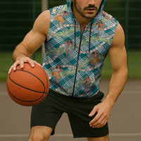 Teal Palaka Hula Girls Seamless Hawaii Aloha Sleeveless Zip Hoodie - Polynesian Pride