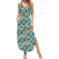 Teal Palaka Hula Girls Seamless Hawaii Aloha Summer Maxi Dress LT7 Women Teal - Polynesian Pride