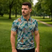 Teal Palaka Hula Girls Seamless Hawaii Aloha Zipper Polo Shirt LT7 - Polynesian Pride