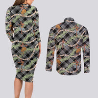 Sable Palaka Hula Girls Seamless Hawaii Aloha Couples Matching Long Sleeve Bodycon Dress and Long Sleeve Button Shirt - Polynesian Pride