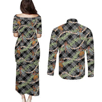 Sable Palaka Hula Girls Seamless Hawaii Aloha Couples Matching Puletasi and Long Sleeve Button Shirt LT7 - Polynesian Pride