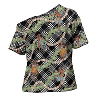 Sable Palaka Hula Girls Seamless Hawaii Aloha Cross Shoulder Shirt LT7 - Polynesian Pride