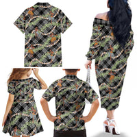 Sable Palaka Hula Girls Seamless Hawaii Aloha Family Matching Off The Shoulder Long Sleeve Dress and Hawaiian Shirt - Polynesian Pride