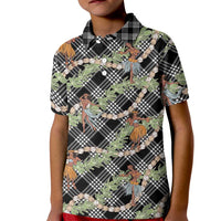 Sable Palaka Hula Girls Seamless Hawaii Aloha Kid Polo Shirt LT7 Kid Black - Polynesian Pride