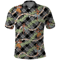 Sable Palaka Hula Girls Seamless Hawaii Aloha Polo Shirt LT7 Black - Polynesian Pride