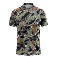 Sable Palaka Hula Girls Seamless Hawaii Aloha Zipper Polo Shirt LT7 Black - Polynesian Pride