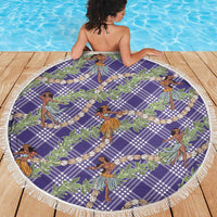Lavender Palaka Hula Girls Seamless Hawaii Aloha Beach Blanket - Polynesian Pride