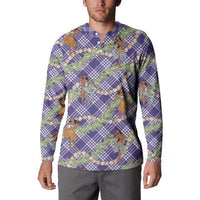 Lavender Palaka Hula Girls Seamless Hawaii Aloha Button Sweatshirt - Polynesian Pride
